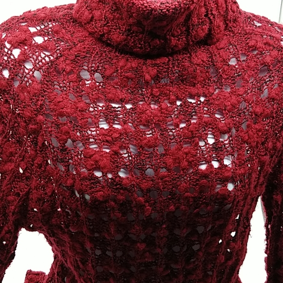 Dark Red/ Burgundy knitted heather sweater - Picture 2 of 5